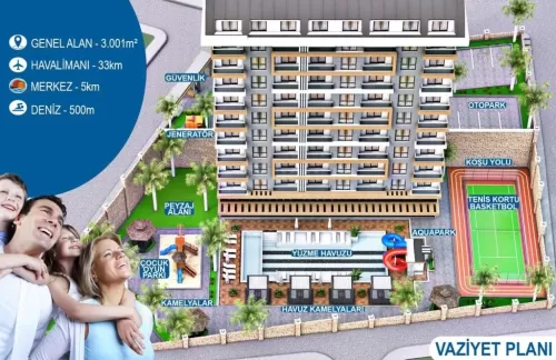 yerleşim Hazır Mülk 1 yatak odası F/F Apartman  satılık içinde Alanya , Antalya #54028 - 1  image 