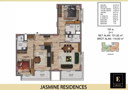 Residencial Listo Propiedad 2 dormitorios F / F Apartamento  venta en Alanya , Antalya #56088 - 1  image 